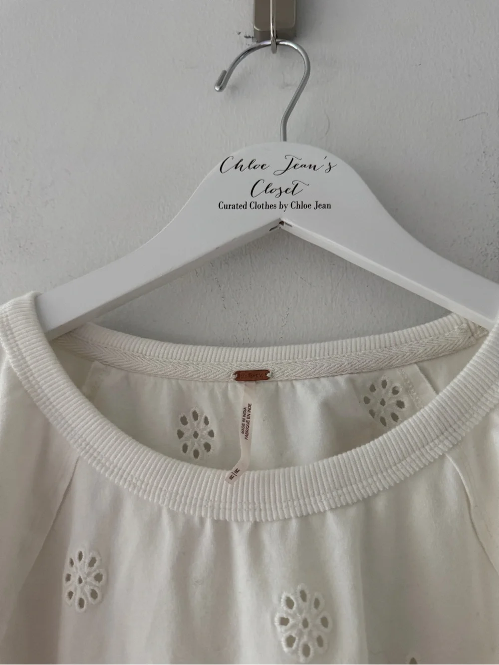 FREE PEOPLE Jessie Eyelet Tee M